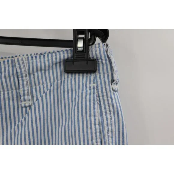 abercrombie fitch men's 30 9.5" striped white blue distressed flat front shorts - Picture 3 of 14